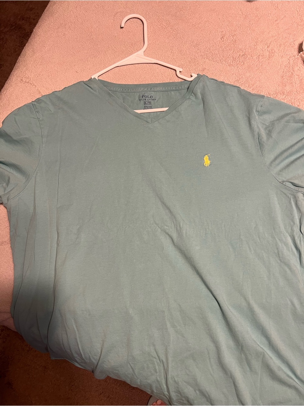 Polo by Ralph Lauren Light Blue V-Neck Tee with Yellow Pony Logo